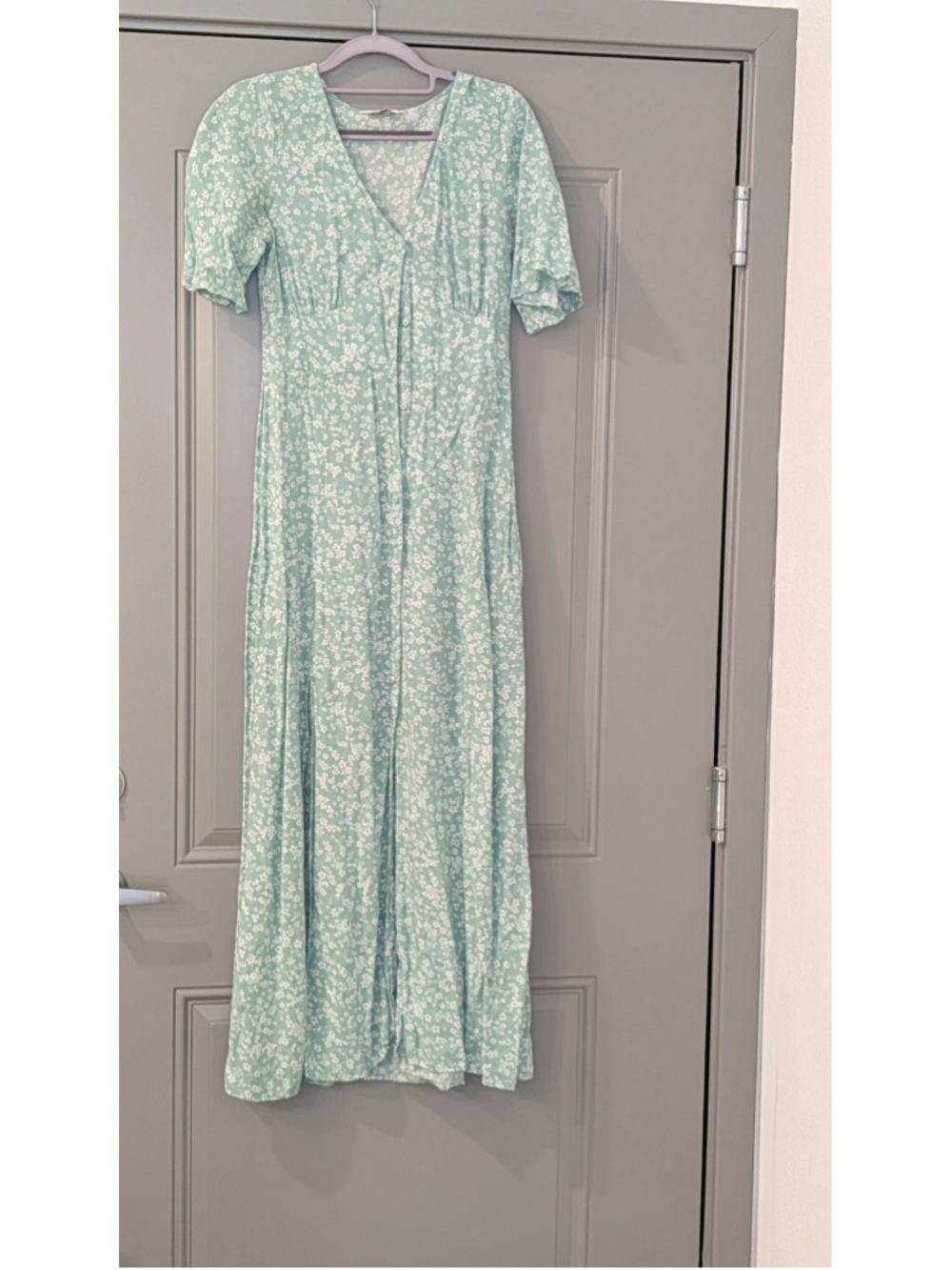 Miss Selfridge Mint Green Floral Button Front Midi Dress | Women's US 6